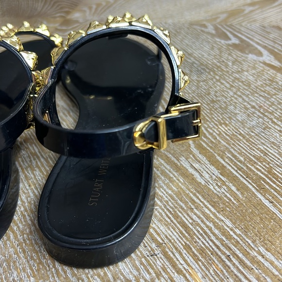 STUART WEITZMAN Jelrose Black Flat Sandals 5 - Picture 8 of 14